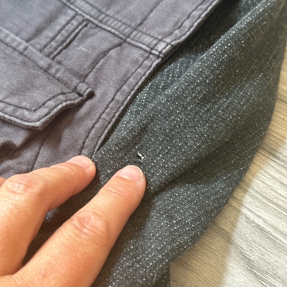 Free People Black Hooded Mixed Media Layered Slub Utility Jacket Size Small - Picture 11 of 11